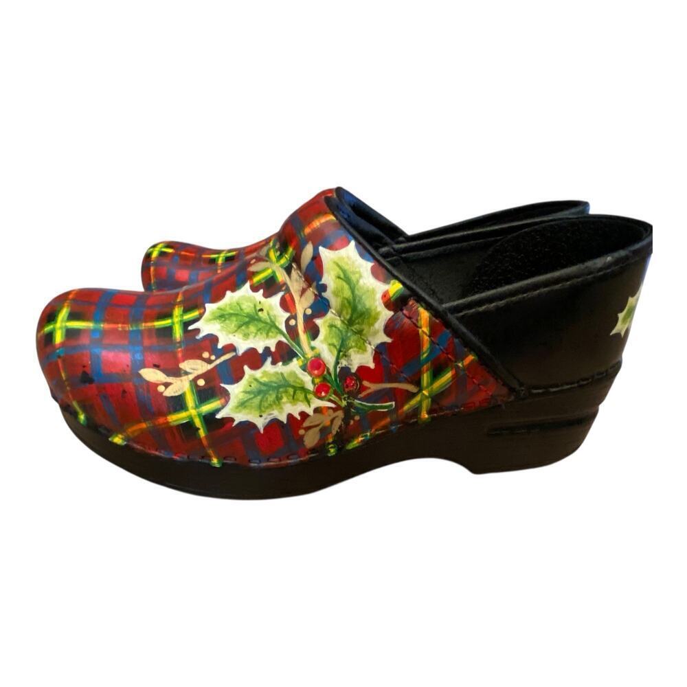RARE 7/50 Carol Weber Hand-Painted Dansko Professional Holly Plaid Clogs EU 35 - Picture 7 of 16